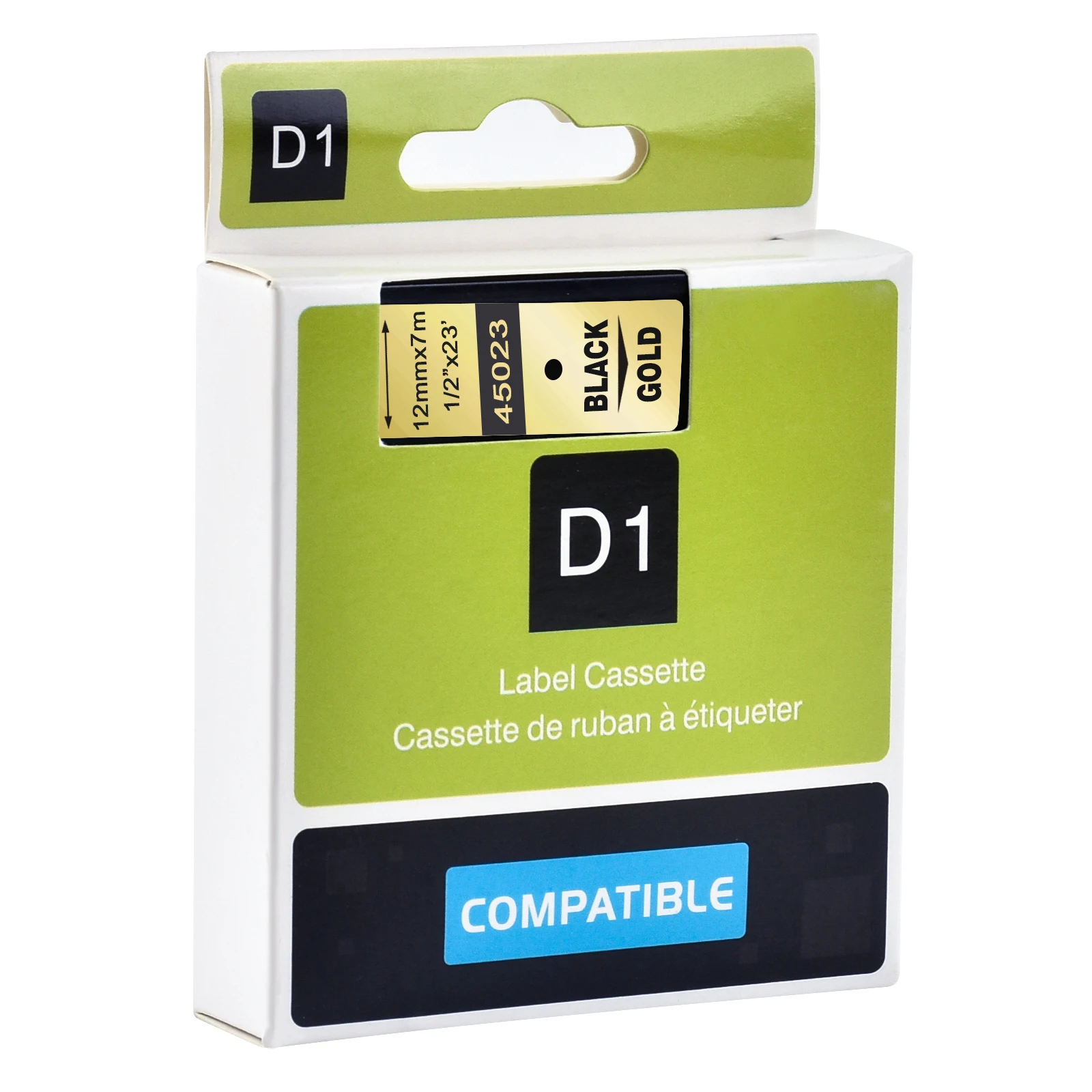 Cidy 45023 совместимый с Dymo D1 менеджером черная на золотой этикетке кассета для