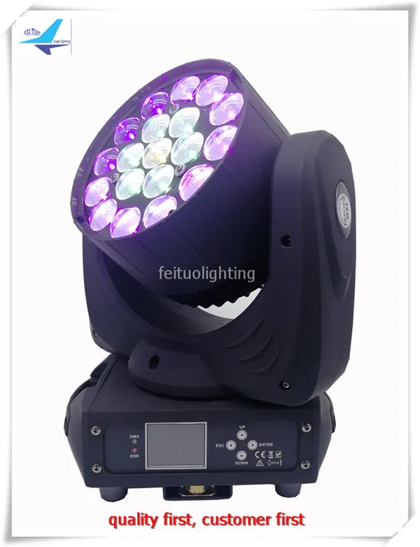 2xlot Flycase новый луч движущаяся головка Zoom Wash Light 19x15W RGBW 4in1 сценическая Светодиодная