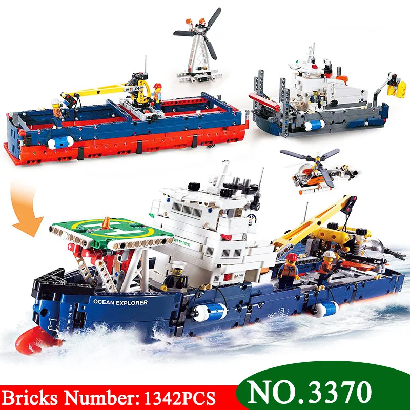 1342 шт. 3370 Technic Серия океан модель «исследователь» Строительные наборы блоки DIY Кирпичи игрушка для детей подарок совместим с 42064