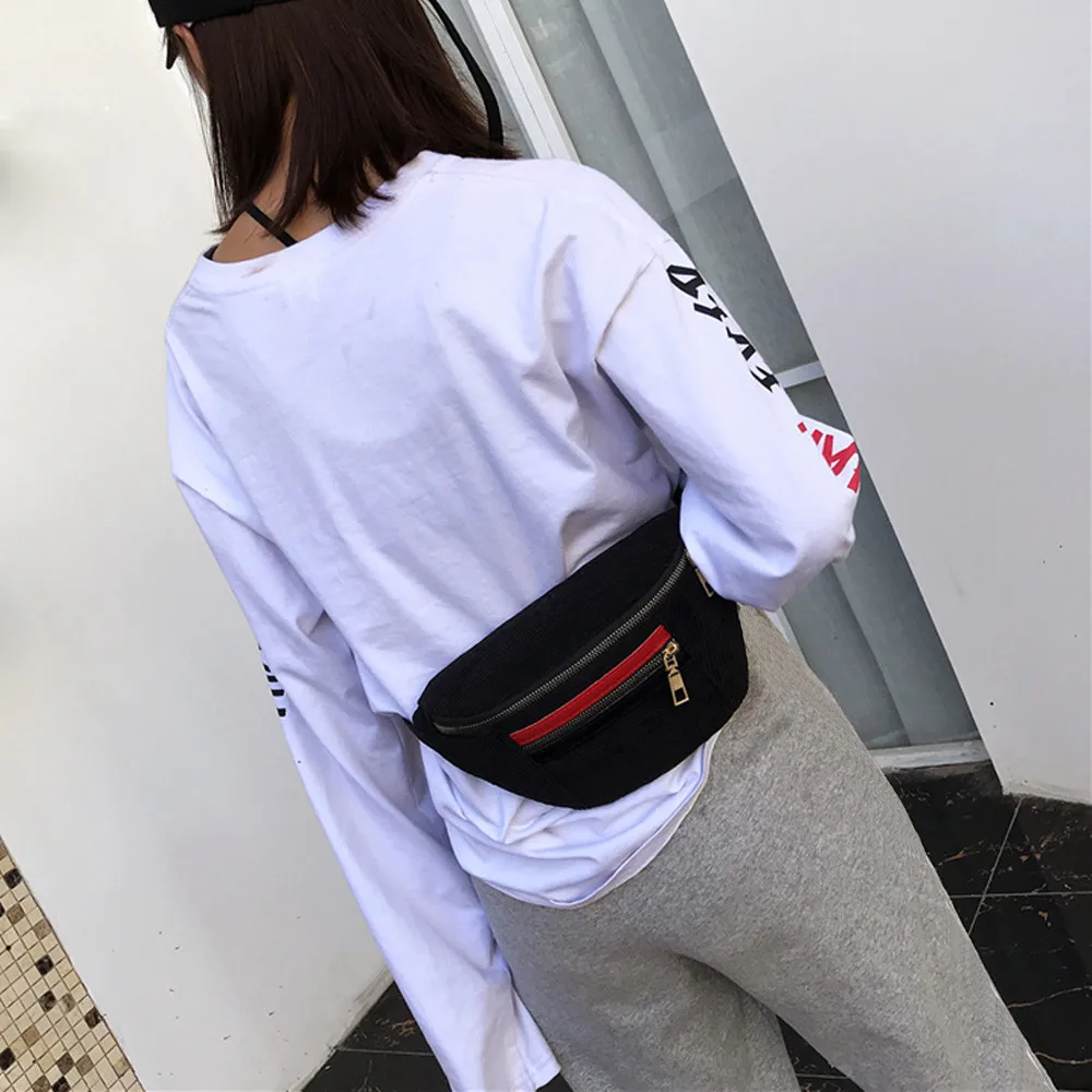 Aelicy Corduroy Waist Bag Running Women Hit Color Cell Phone Packs Fashion Belt Sports Pockets Streetwear | Багаж и сумки