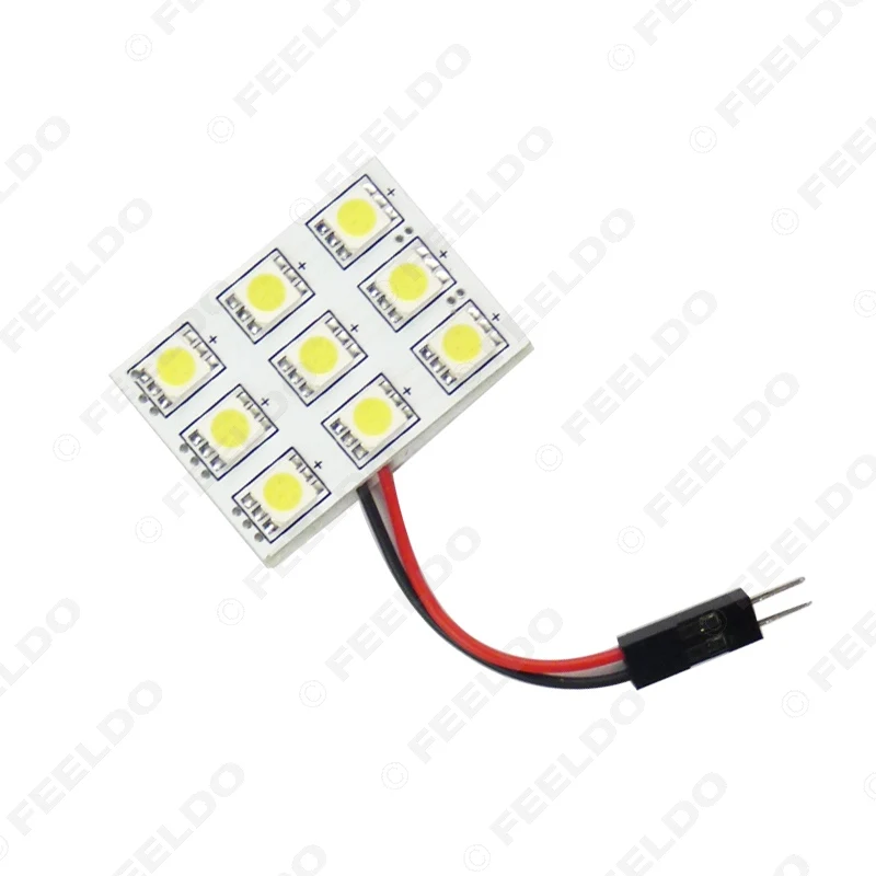 FEELDO 1 шт. белый 9SMD 5050 3 Chips Автомобильный светодиодный светильник купольная панель