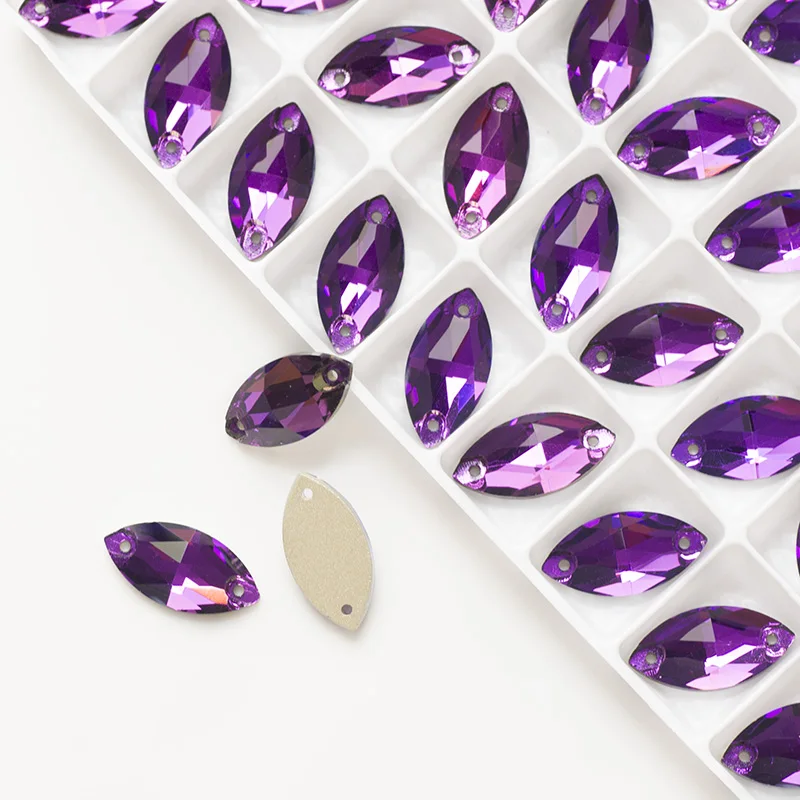 YANRUO 3223 All Sizes Amethyst Navette Crystal Loose Rhinestone Flatback Sew On Strass For Garment Decoration | Дом и сад