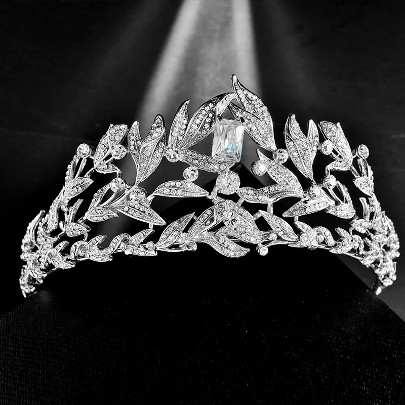 SLBRIDAL Серебряные стразы кристалл кубического циркония свадебная диадема свадебные аксессуары для волос подружки невесты принцесса женские ювелирные изделия