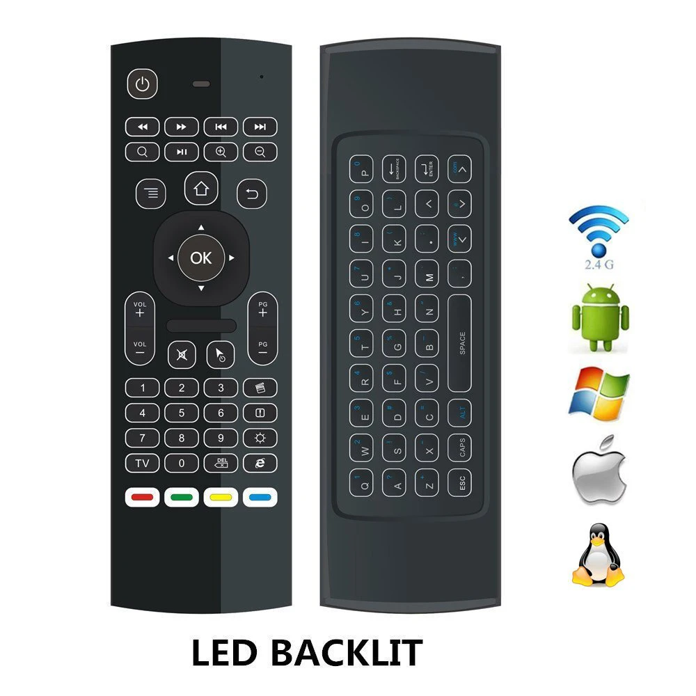 Mouse Backlit Remote Control Mini Wireless Keyboard & Infrar