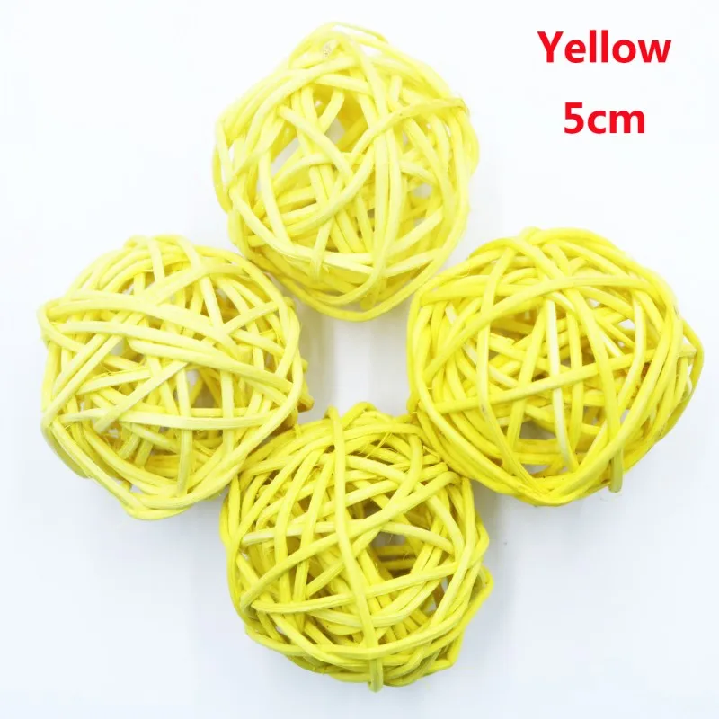 Yellow 5 см 6 шт. Хэллоуин Шарик из ротанга DIY украшения сепактакрау домашний орнамент Рождество/День рождения Свадебная вечеринка украшения - Цвет: Yellow
