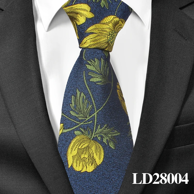LD28004 Модные цветочные галстуки для мужчин, обтягивающие мужские галстуки, Свадебные Галстуки для жениха, галстук-платок из полиэстера, жаккардовый тонкий галстук Vestidos - Цвет: LD28004