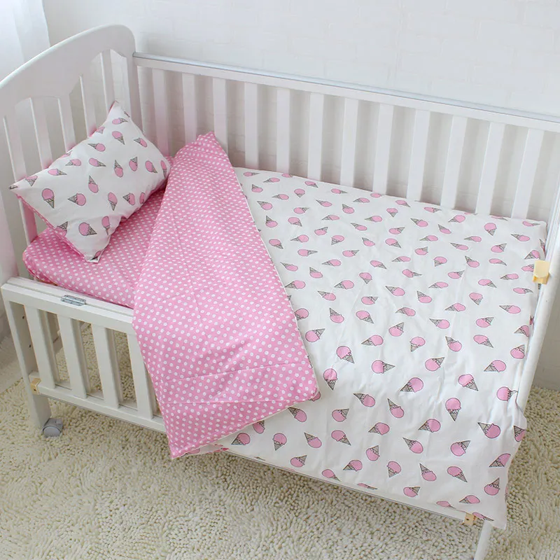 Pink Ice Cream 3 Pcs Детский комплект постельного белья на заказ с буквенным бампером, детская подушка, украшение детской комнаты, чистый хлопок, Детский комплект для детской кроватки, Комплект постельного белья для детей - Цвет: Pink Ice Cream 3 Pcs