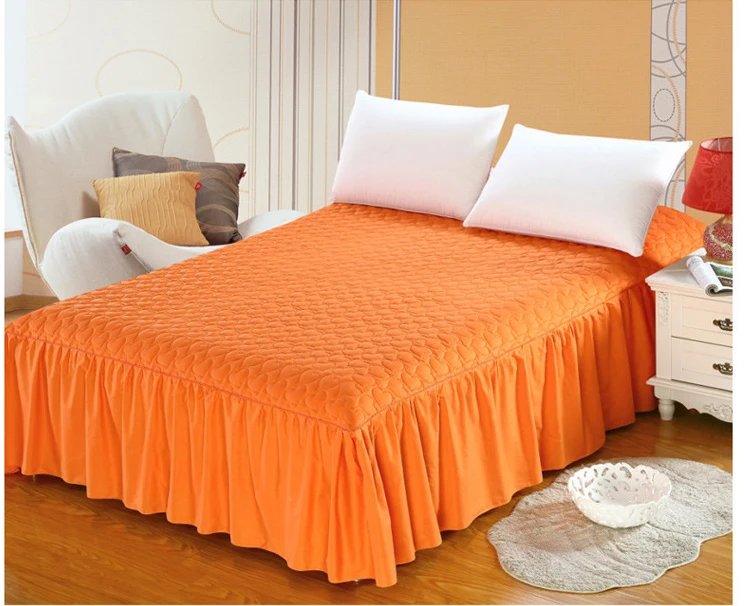 100% хлопок + толстые добавить зимняя стеганая юбка кровати покрывало ватным