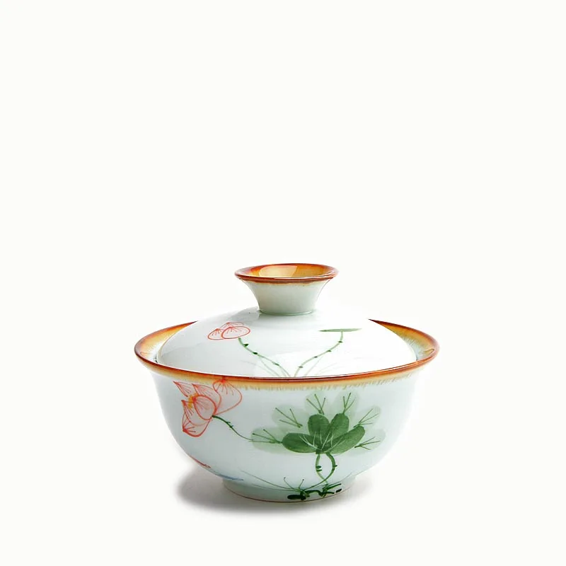 120 мл Китайский Лотос ручной работы рыбы керамический фарфор Jingdezhen Gaiwan чайный