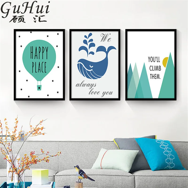 Голубой воздушный шар свежий обои космический корабль КИТ живопись на холсте