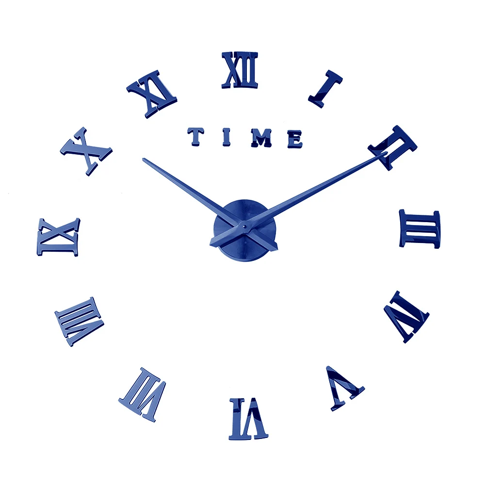 Wall Clock Blue Современный дизайн кварцевые часы модные часы зеркальные наклейки diy Декор для гостиной Новое поступление 3d настоящие большие настенные часы - Цвет: Wall Clock Blue