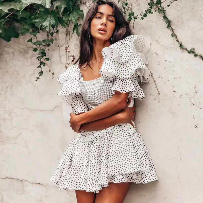 Богемный Вдохновленный Летнее мини-платье с открытыми плечами и оборками