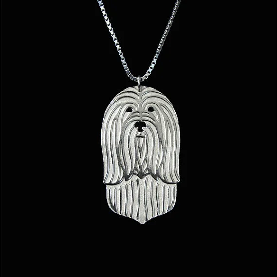 

Bearded Collie-золотой и серебряный кулон и ожерелье ювелирные изделия
