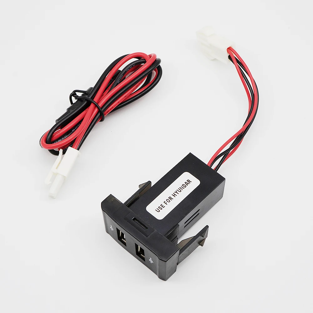 for Hyundai Автомобильный Usb разъем 12 В до 5 В Usb адаптер для автомобиля Usb зарядное устройство Порт Разъем в автомобиль 2.1A двойной 2 порта телефон для hyundai Tucson Avante - Название цвета: for Hyundai