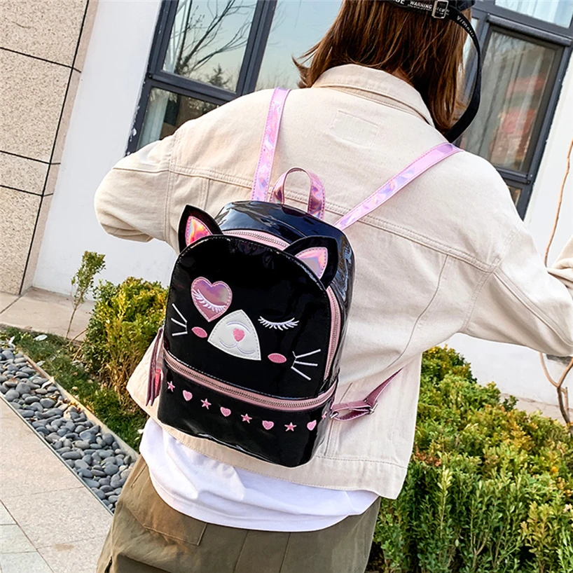 Aelicy милый кот мультфильм рюкзаки для женщин Мода Новые милые школьные сумки для девочек мода лазер личности лазерные рюкзаки водонепроницаемый