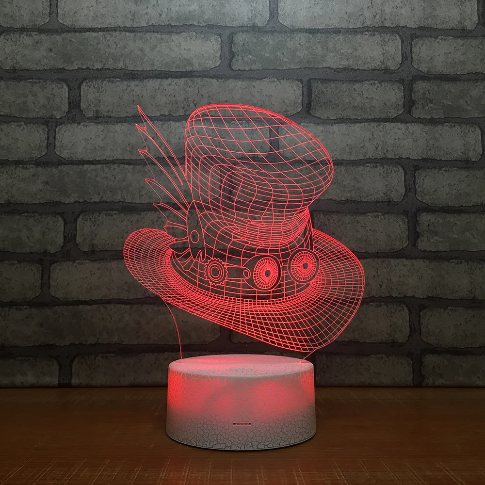 Ночник hat3D креативная Иллюзия 3d светодиодная лампа 7 цветов меняющаяся