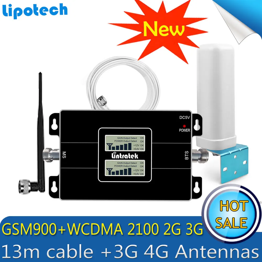 2018 Lintratek! Ретранслятор сотового сигнала GSM 3G 900 UMTS 2100 двухдиапазонный усилитель