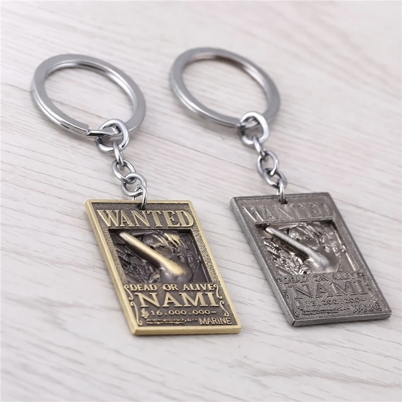 J Store New Arrival Anime Souvenir One Piece Nami Wanted Warrant Keychains For Fans Alloy Square Cosplay Jewelry | Украшения и