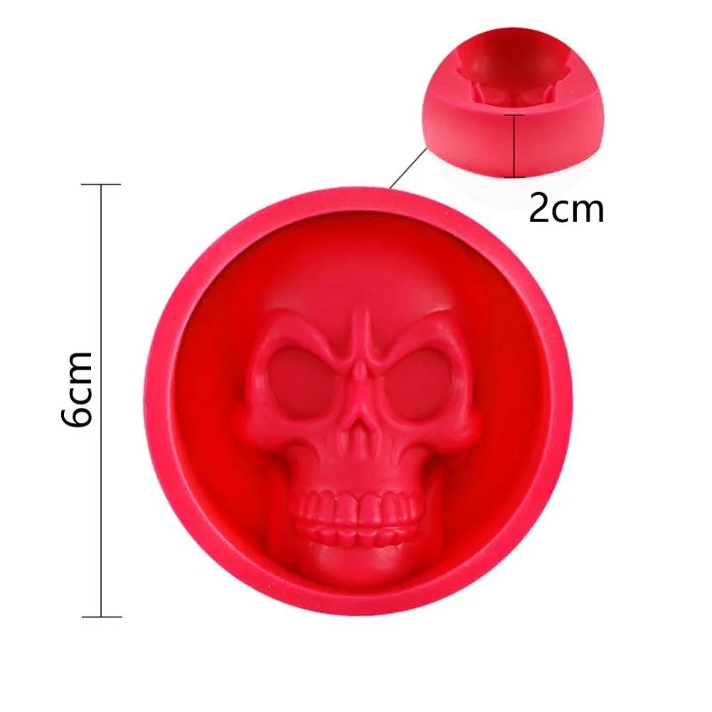3D голова черепа силиконовая форма льда кубик лоток пудинг плесень партия помадка