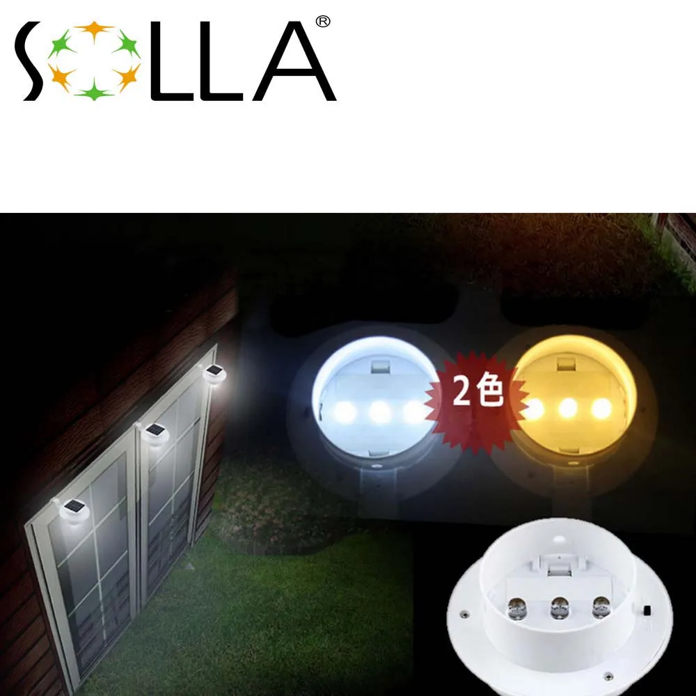 2016 Горячий Белый Солнечной Энергии 3 LED Забор Раковина освещения Открытый Сад