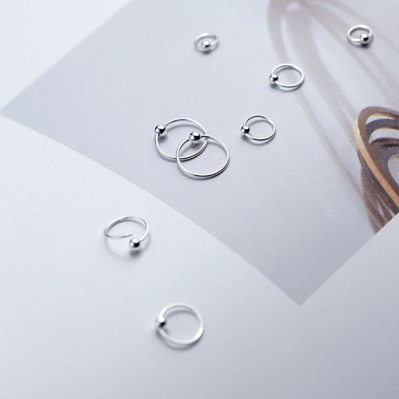 AROCH S925 Серебряное кольцо для ушей женское простое маленькое ногтей легкое из