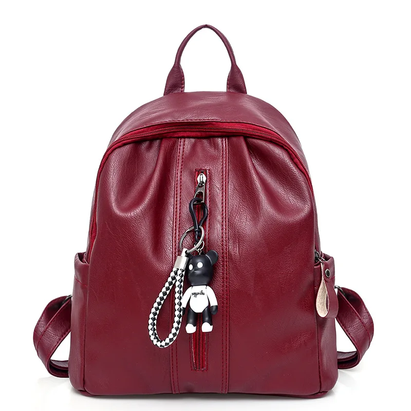 Женский рюкзак из искусственной кожи с подвеской в виде медведя большая женская