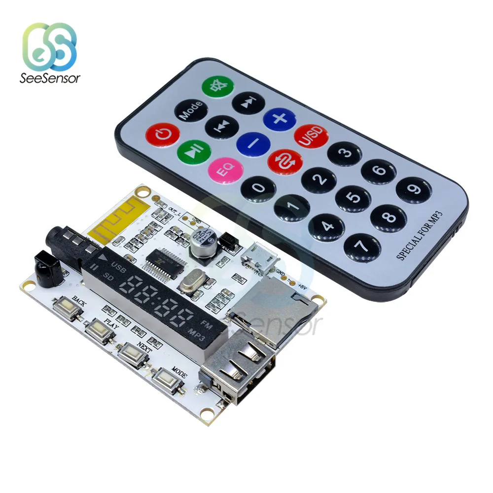 СВЕТОДИОДНЫЙ цифровой дисплей беспроводной Bluetooth FM MP3 декодирующая плата TF Micro SD