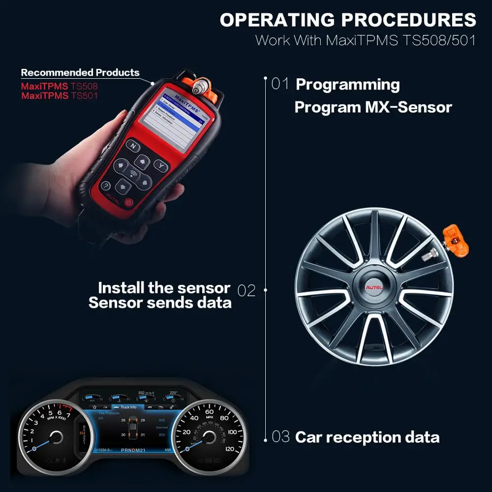 AUTEL TPMS сенсор 433 315 МГц MX-сенсор датчик давления для шин Универсальный Автомобильный OE-Level Программируемый датчик шин давление мониторинга