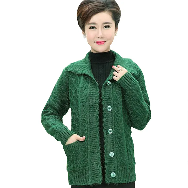 Middle age Plus size Winter Women Wool Sweater Cardigan Coat 2017 Mother Clothes Thicker Christmas Pull Femme Hiver Z208 |