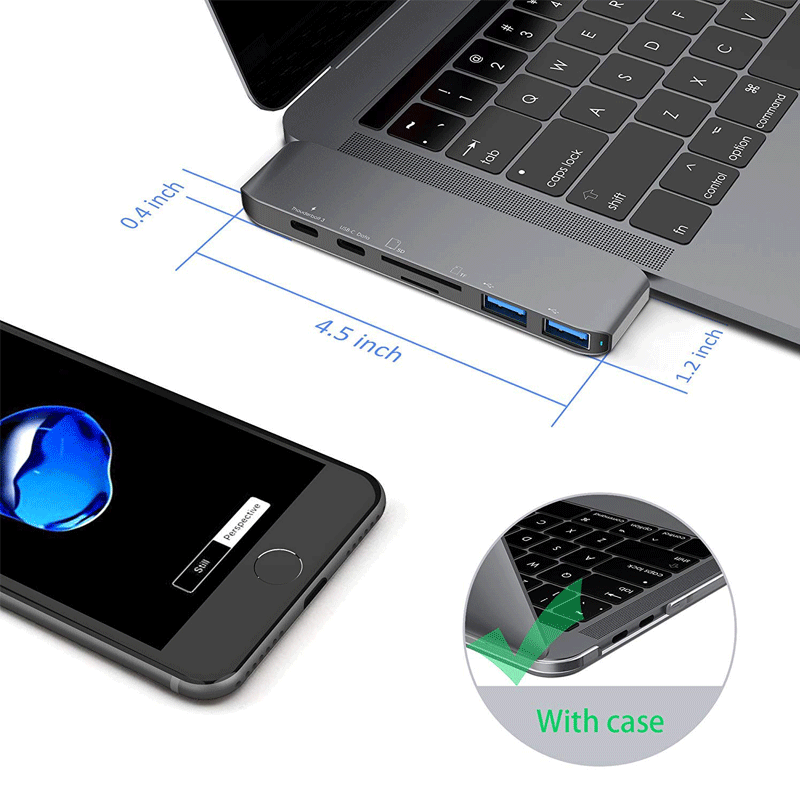 7в1 USB-C концентратор двойной тип-c многопортовый кардридер адаптер 4 K HDMI для MacBook Pro