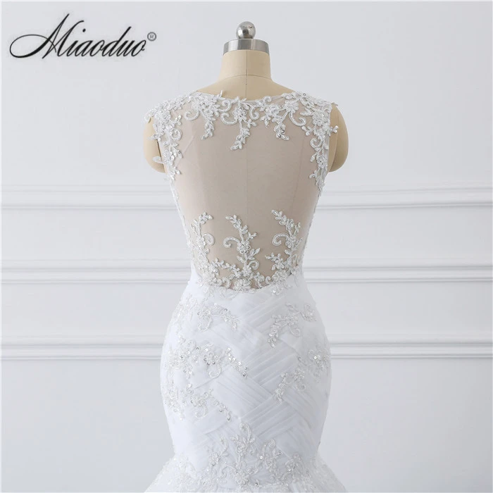 Miaoduo vestidos de novia Tank Illusion Back Appliques кружевные свадебные платья длинный халат de mariage Ghana Новое свадебное платье русалки