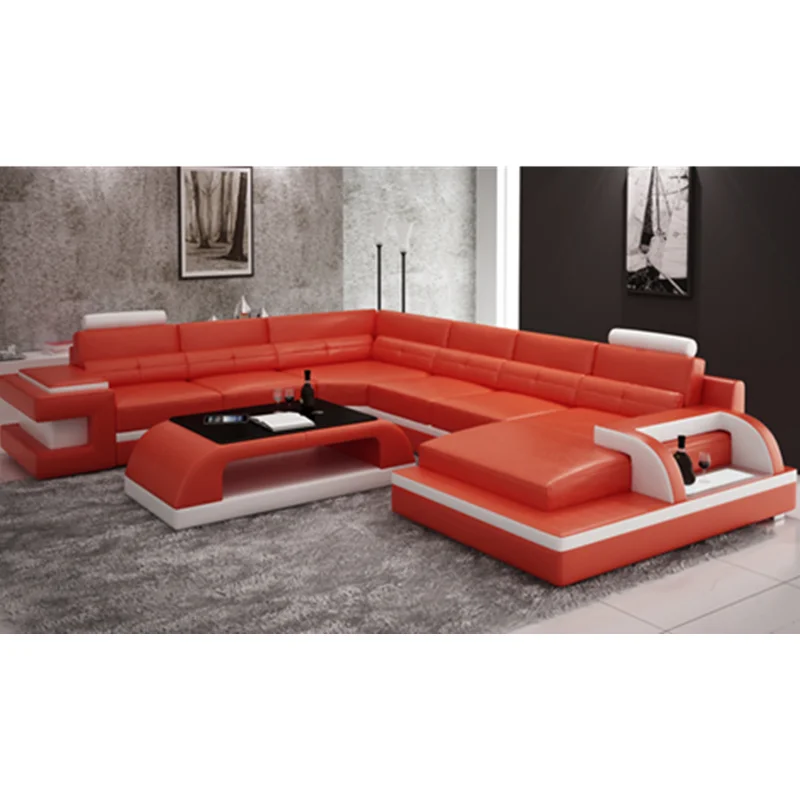 Роскошный кожаный диван для гостиной|Наборы гостиной| |