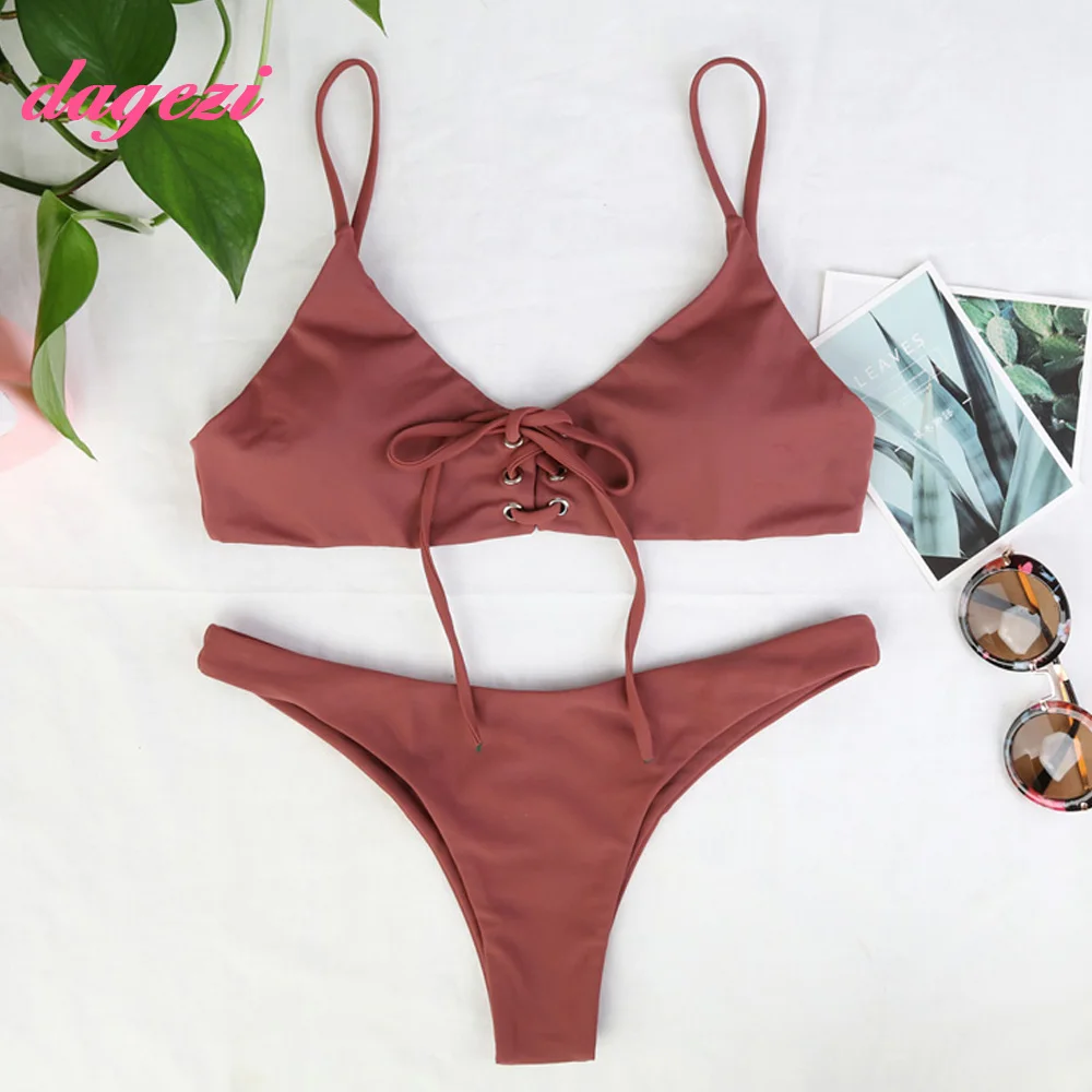 2018 Tie Banded Bikini Set Pus-Up Paded Swimsuit Female Beach Bathing Suit Swimwear Brazilian Ladies Strap Swimming Suits |
