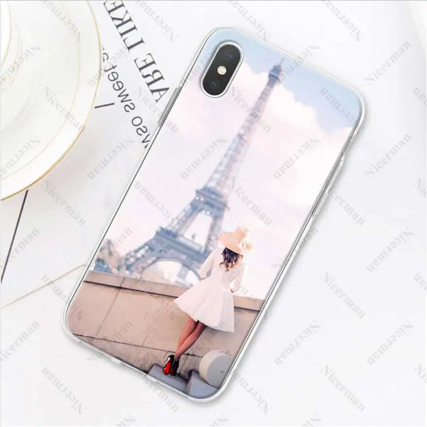 Для Apple iPhone 11 Pro Max 8 7 6s Plus SE 5S X XR XS силиконовый прозрачный чехол Модный чехол с Эйфелевой башней