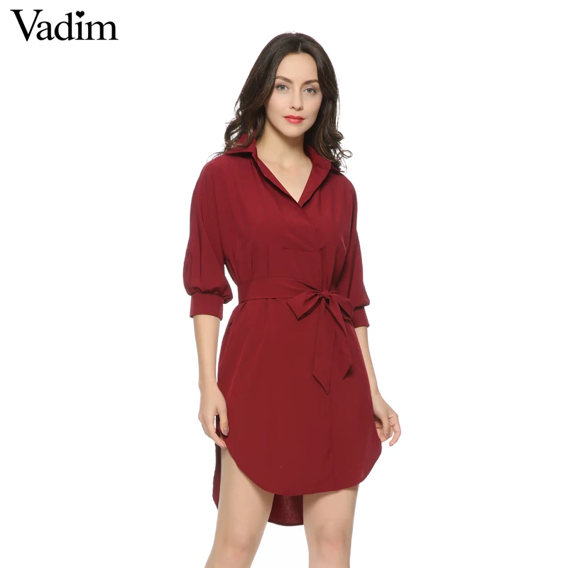 Женское платье оверсайз с бантом и поясом отложным воротником свободные