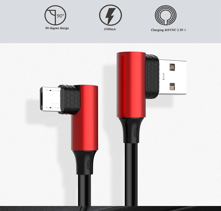 90 градусов двойной СГИБ двойной локоть кабель для передачи данных Micro usb type C кабель для зарядки iPh кабель мобильного телефона кабель зарядного устройства