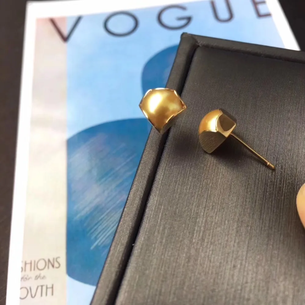 Triangle pearl stud earrings real pearls &amp 18K gold earring SE004 women fashion wedding jewelry gift | Украшения и аксессуары