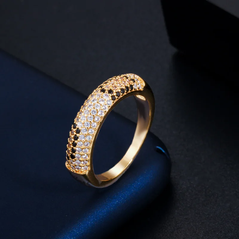 Yellow Gold CWWZircons Модные кубический цирконий проложить серебро и розовое золото цвет обручение Свадебные любовь кольца в виде змейки для женщин ювелирные изделия R139 - Цвет основного камня: Yellow Gold