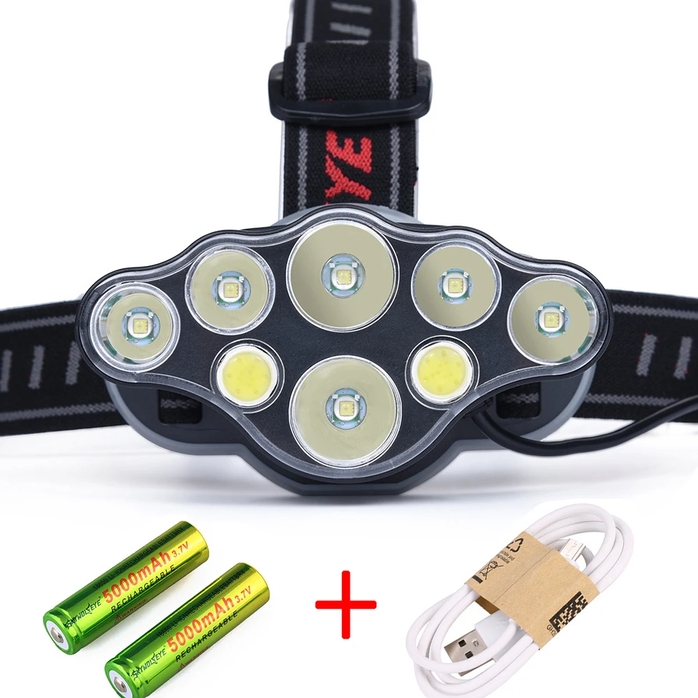 8 светодиодов Head Lamp 2 * T6 + 4 XPE COB светодиодные фары Перезаряжаемые фар режимов