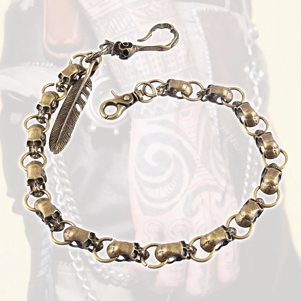 Мужской металлический брелок в виде головы черепа винтажная цепочка для ключей