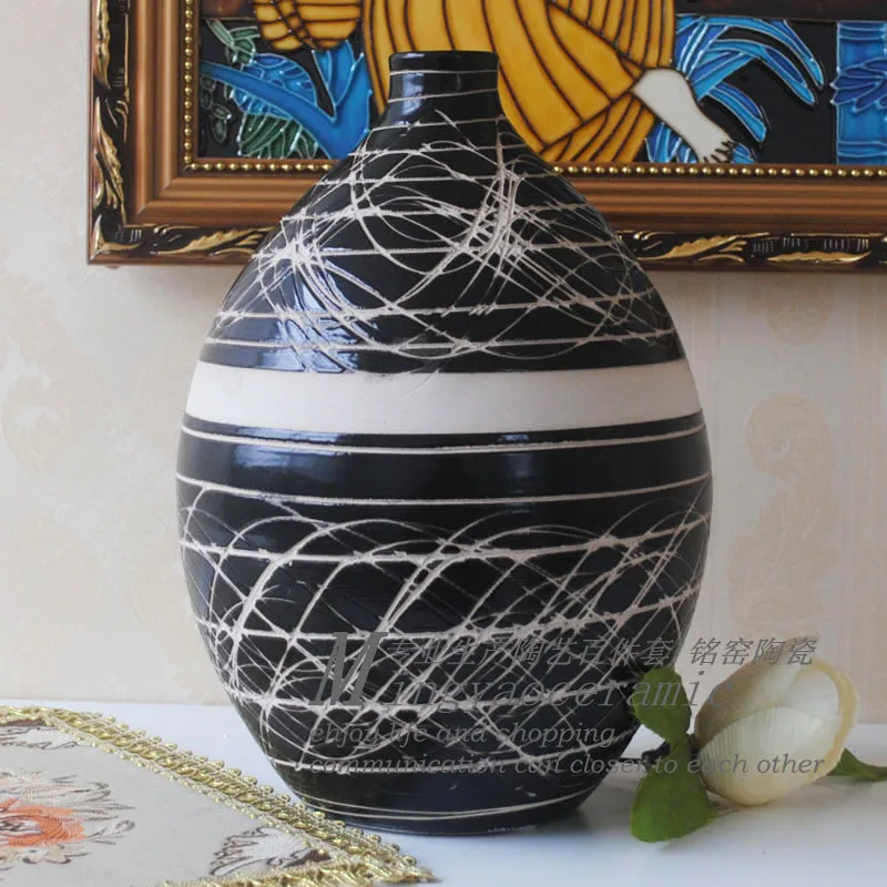 Supply Jingdezhen Ceramic handmade vases three-piece living room Decoration housewarming gift ideas 7125 # |