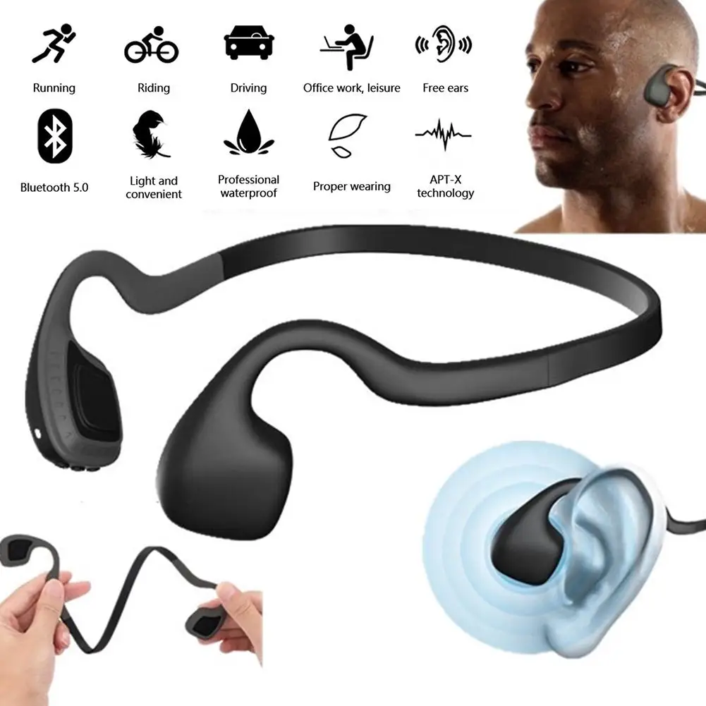 KTZ Bluetooth 5,0 Гарнитура костной проводимости Беспроводные спортивные наушники для бега наушники с креплением на шею для смартфона