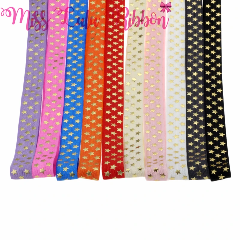 Эластичная лента из золотой фольги с принтом звезд 10 ярдов|ribbon diy|elastic ribbonfoe ribbon |