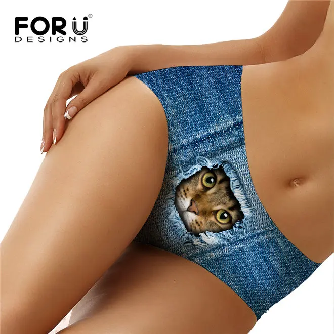 FORUDESIGNS/Новое модное женское нижнее белье с забавным 3D принтом собаки кошки, сексуальное женское нижнее белье, женские бесшовные трусики, женские трусики - Цвет: AM7