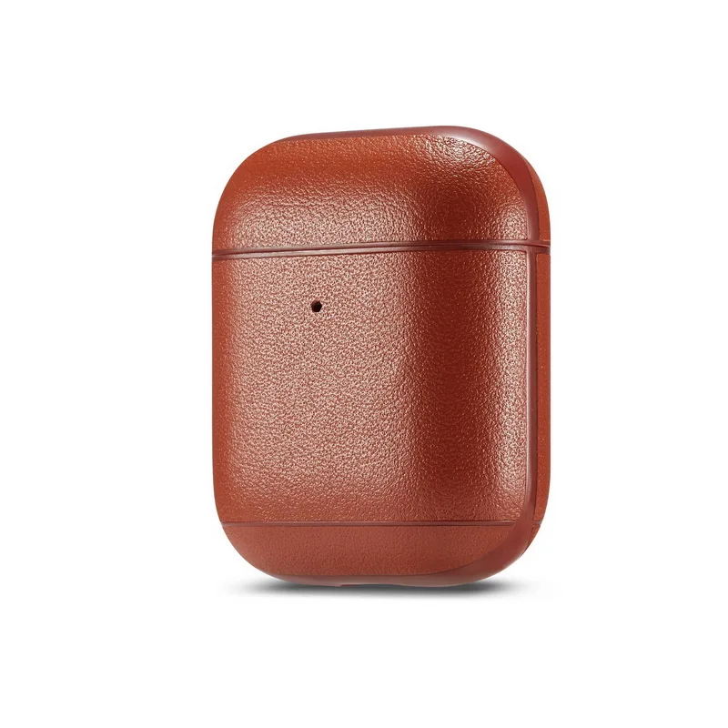 Коричневый Для Apple Airpods чехол из натуральной кожи Bluetooth беспроводной Чехол для наушников чехол для Airpods 1 2 Coque Air Pod зарядная коробка - Цвет: Коричневый