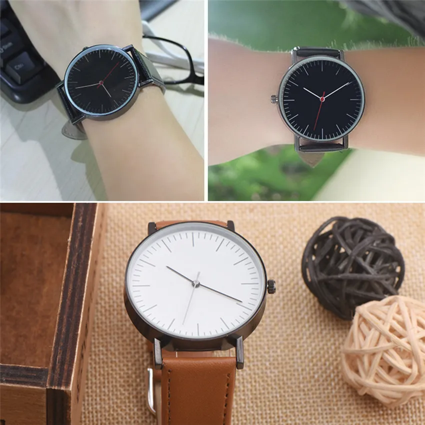 

Wholesale Retro Design Leather Band Analog Alloy Quartz Wrist Watch