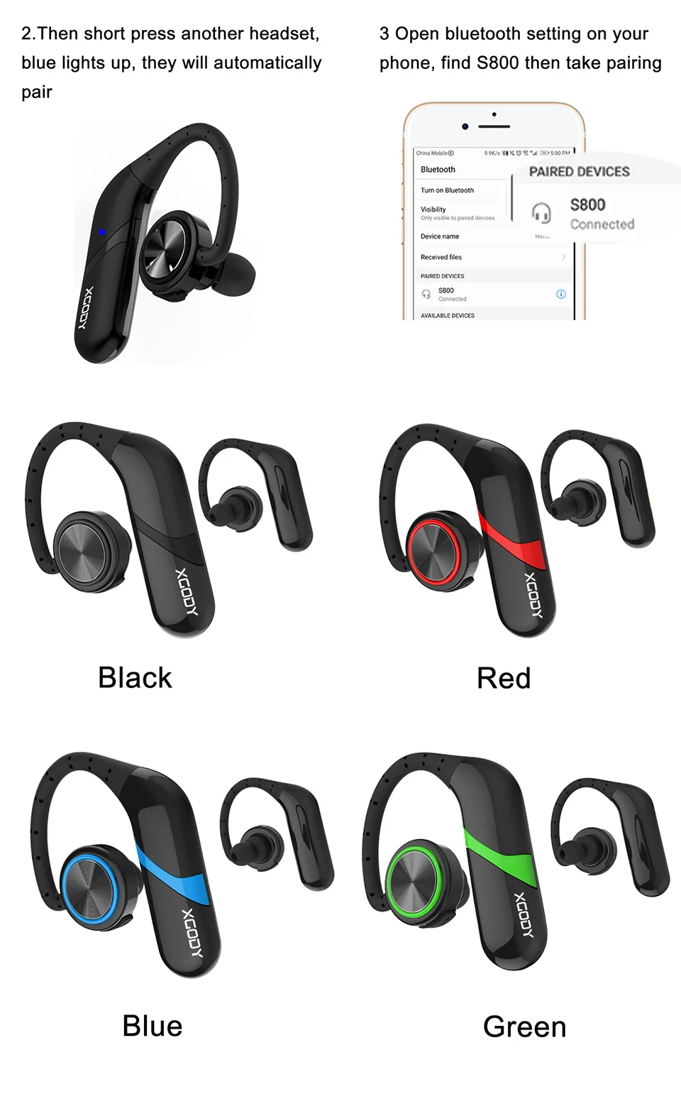 Оригинальные XGODY S800 TWS HiFi беспроводные наушники Bluetooth V5.0 стерео звук наушники с микрофоном гарнитура в ухо водонепроницаемый