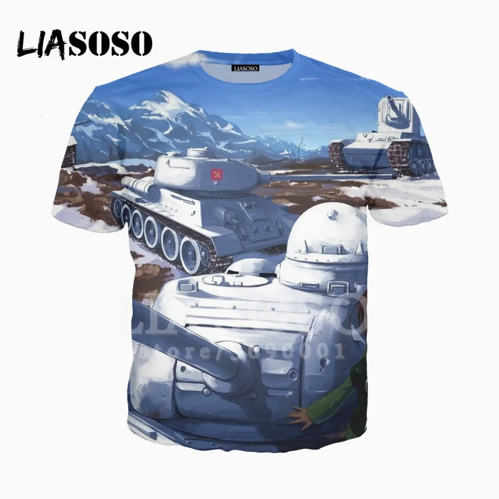 LIASOSO 3D принт для женщин и мужчин аниме девушки панзер косплей футболка Летняя