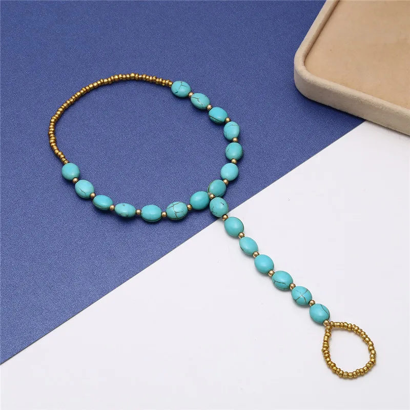 2018 Популярные летние камень бусины Эластичный пляж ножной браслет | Украшения и