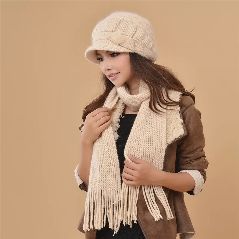 beige hat Charles Perra, женские вязаные шапки, зимние, утепленные, двойной слой, защита ушей, повседневные, шерстяные, женские шапки, теплые, женские шапочки CD63 - Цвет: beige hat